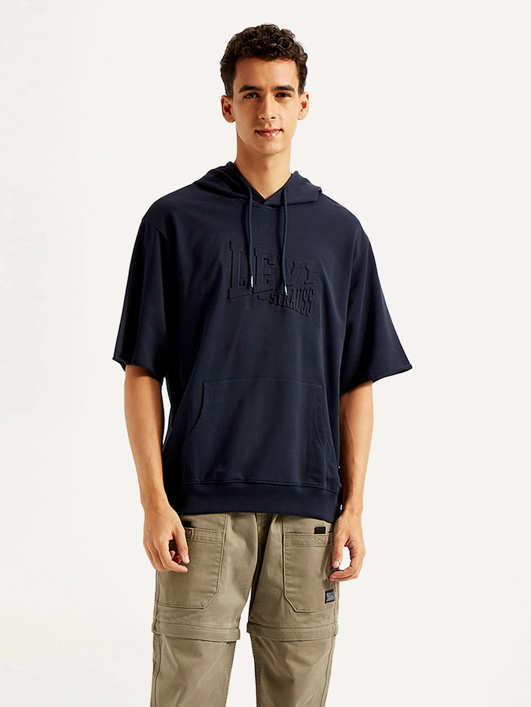 Bealls Sweatshirts Men's Embossed Navy Hooded Sweatshirt