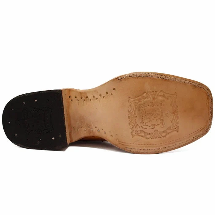 Men's Genuine Full Quill Ostrich Square Toe Boots Oiled Brandy TMX Calf Hair Boots