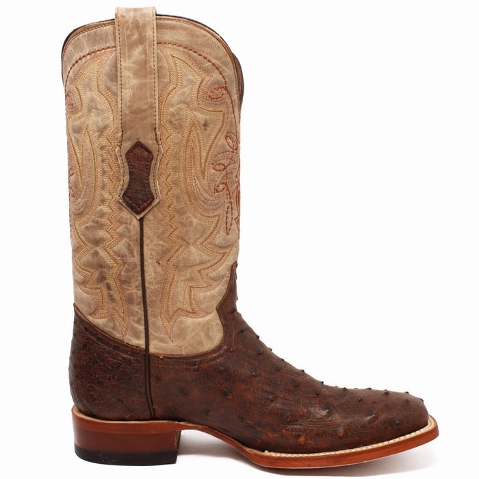 Men's Genuine Full Quill Ostrich Square Toe Boots Rio Grand Antique Balenciaga Boots Alaska