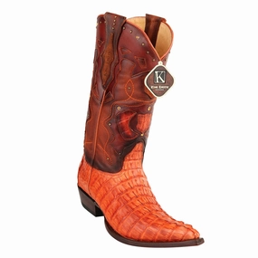 Knee High Boots Wide Calf Men's King Exotic Boots Genuine Caiman Tail 3x Toe Cognac (495vf0103)