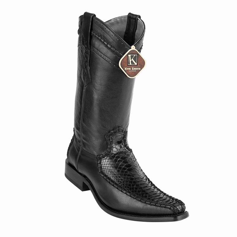 Men's King Exotic Boots Genuine Python European Toe Black (477bd5705) Most Comfortable Steel Toe Boots