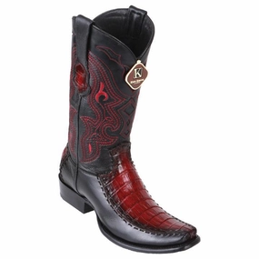 Men's King Exotic Caiman Belly Boots With Deer Dubai Toe Handcrafted Faded Burgundy (479F8243) Austin Boots