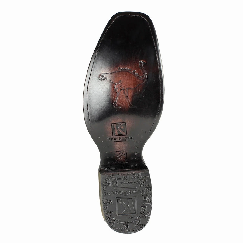 Wide Fit Boots Men's King Exotic Genuine Ostrich Boots Dubai Toe Handcrafted Black (479B0305)