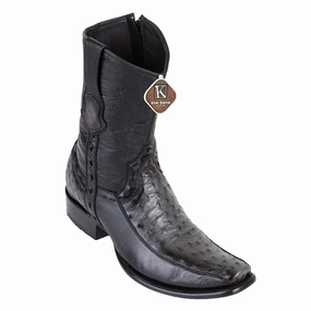 Men's King Exotic Ostrich Boots With Deer Dubai Toe Handcrafted Faded Gray (479BF0338) Insulated Boots Work