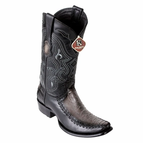 Mexico Boots Long Toe Men's King Exotic Ostrich Leg Boots With Deer Dubai Toe Handcrafted Faded Gray (479F0538)