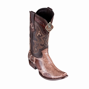 Men's King Exotic Python Boots Dubai Toe Handcrafted   Rustic Brown (4795785) Cross Country Boots