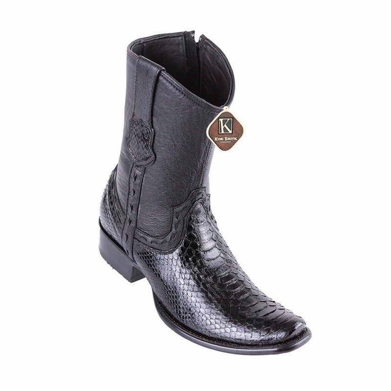 Men's King Exotic Python Boots Dubai Toe Handcrafted Black (479B5705) Barefoot Leather Boots