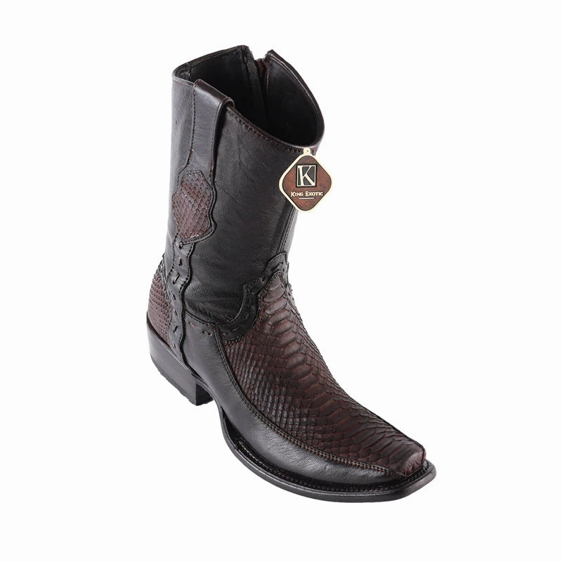 Men's King Exotic Python Boots Dubai Toe Handcrafted Brown Suede (479BFN5707) Dog Snow Boots