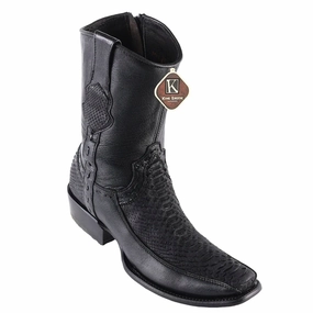Cool Leather Boots Men's King Exotic Python Boots With Deer Dubai Toe Handcrafted  Black Suede Finish (479BFN5705)