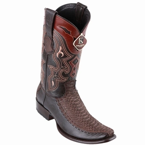 Men's King Exotic Python Boots With Deer Dubai Toe Handcrafted Brown (479FN5707) Agave Boots