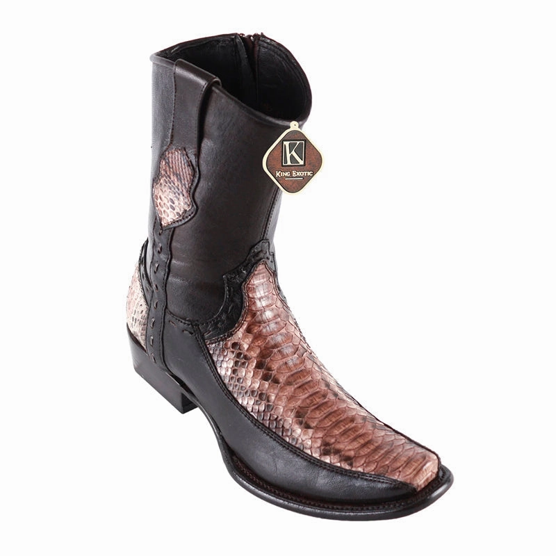 Inexpensive Hiking Boots Men's King Exotic Python Boots With Deer Dubai Toe Handcrafted Rustic Brown (479BF5785)