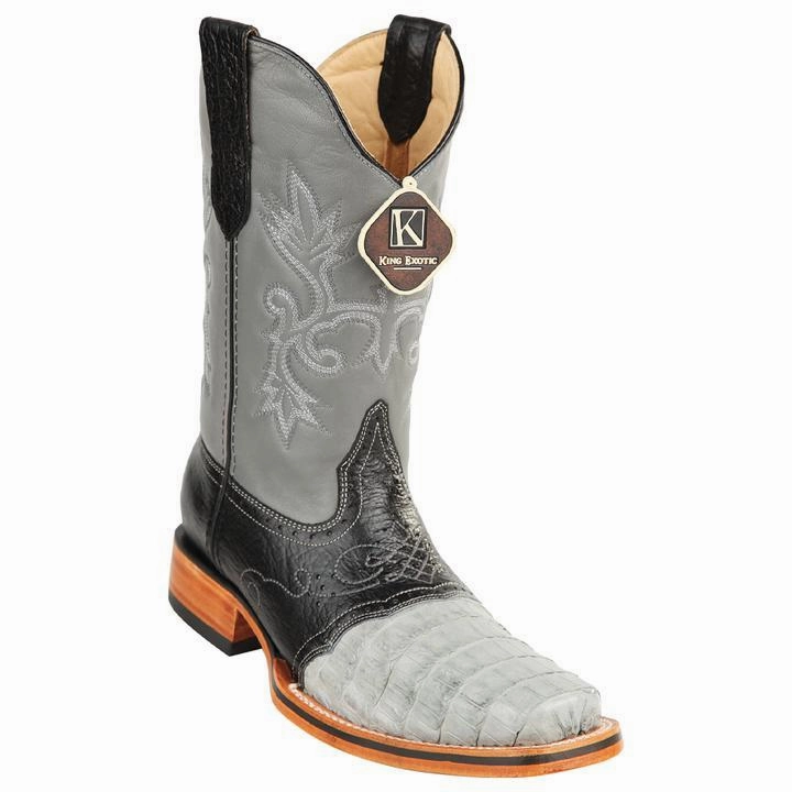 Head Over Boots Men's King Exotic Snip Toe Caiman Belly Boots Handcrafted Gray (48178209)