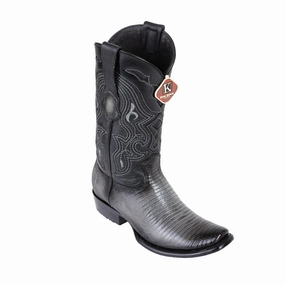 Teal Cowboy Boots Men's King Exotic Teju Lizard Boots Dubai Toe Handcrafted  Faded Black (4790738)