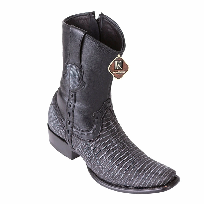 Men's King Exotic Teju Lizard Boots Dubai Toe Handcrafted Sanded Black (479B0774) Neo Boots
