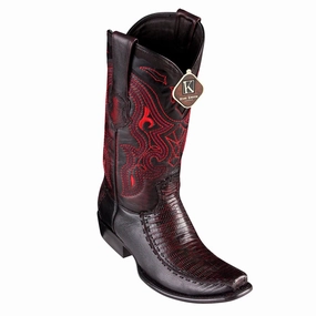 Boots Everest Men's King Exotic Teju Lizard Boots With Deer Dubai Toe Handcrafted Black Cherry (479F0718)