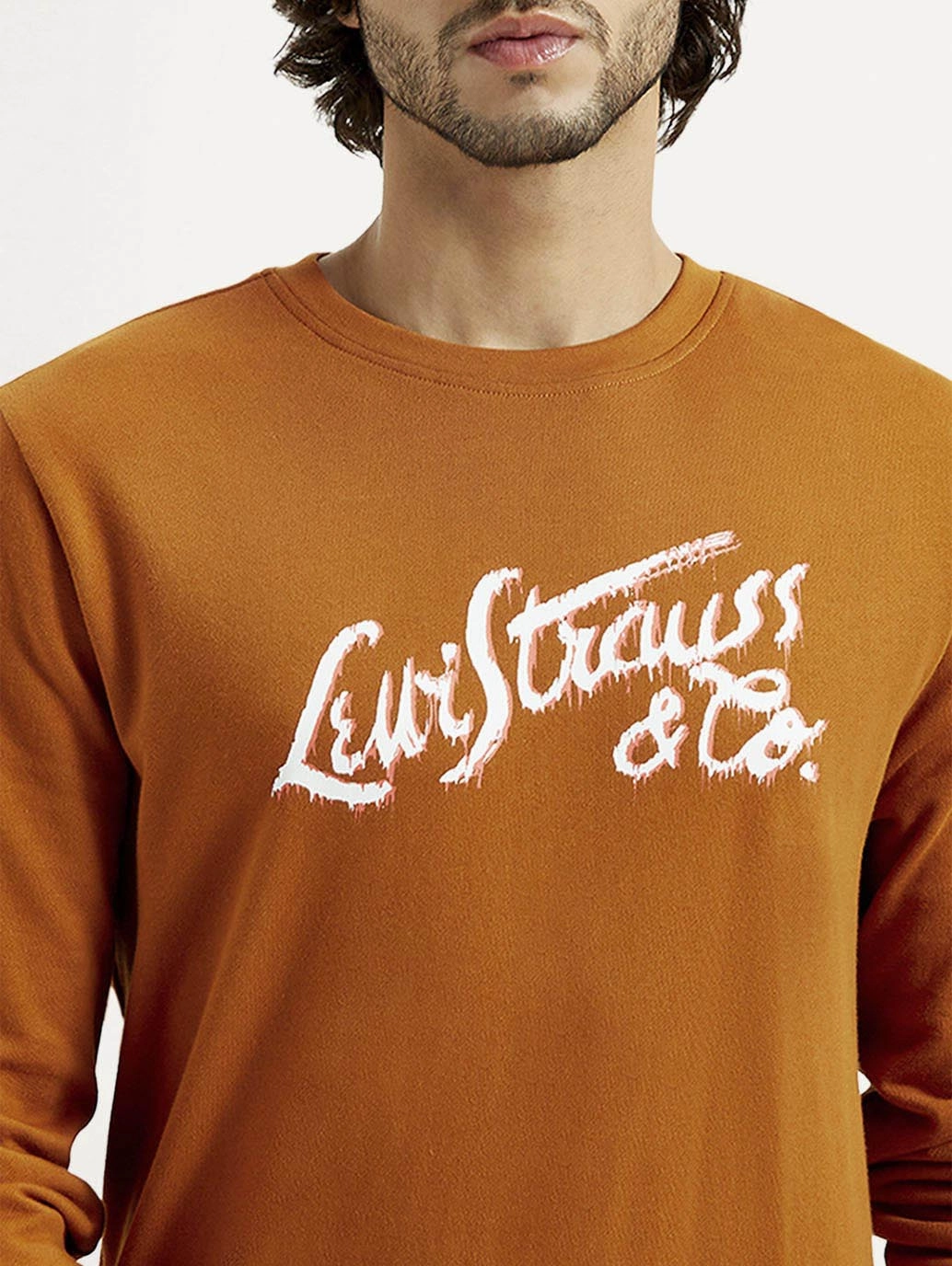 Navy Blue Sweatshirts Men's Printed Round Neck Sweatshirt