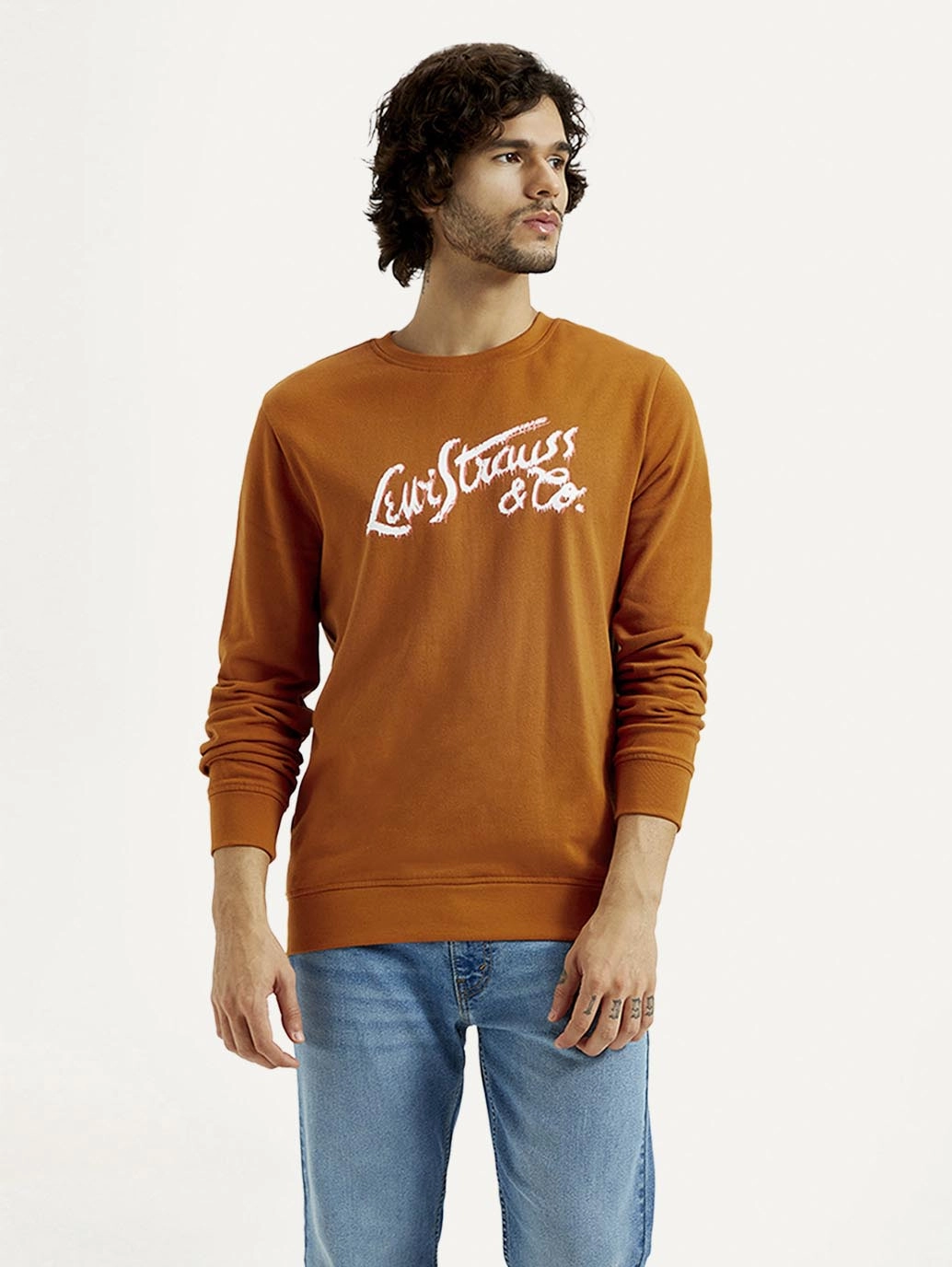 Men's Printed Round Neck Sweatshirt Petite Hooded Sweatshirts