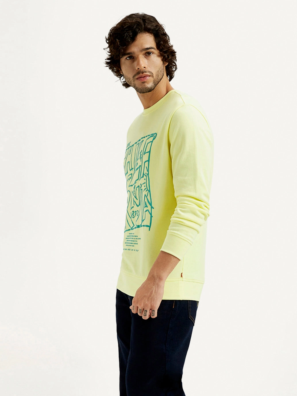 Men's Printed Round Neck Sweatshirt Zippered Sweatshirts