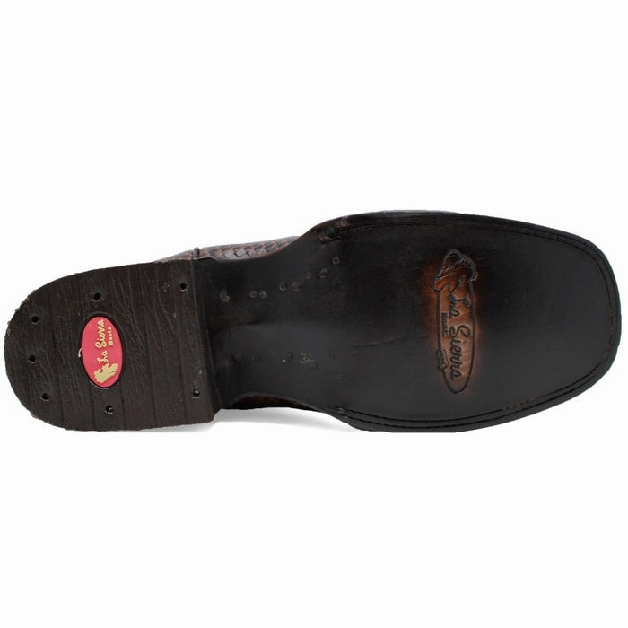 Men's Python Print Leather Square Toe Boots - Brown Suade Boots