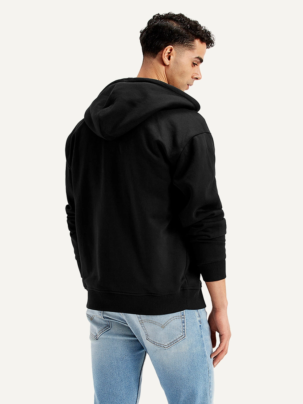 Men's Solid Black Hooded Sweatshirt Monaco Sweatshirts