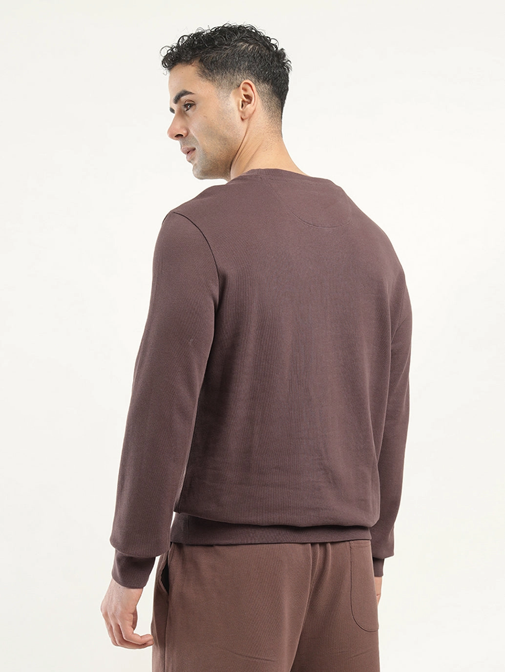 Men's Solid Crew Neck Sweatshirt Matching Sweatpants And Sweatshirts