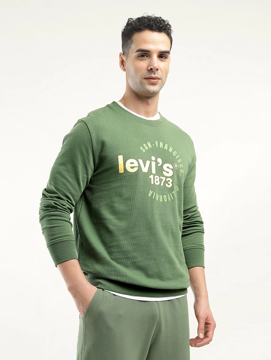 Plain Sweatshirts Women's Men's Solid Green Crew Neck Sweatshirt