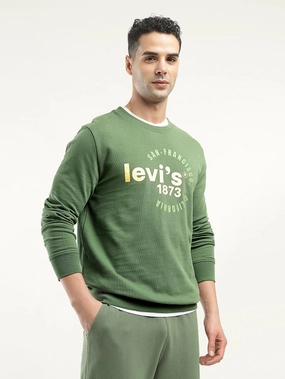 Father Daughter Sweatshirts Men's Solid Green Crew Neck Sweatshirt