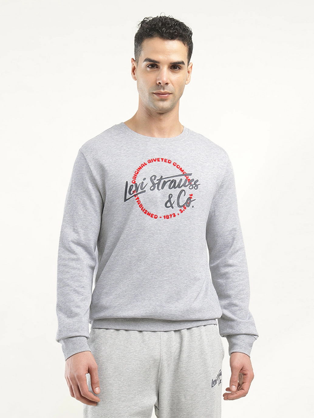 Pro Sweatshirts Men's Solid Grey Crew Neck Sweatshirt