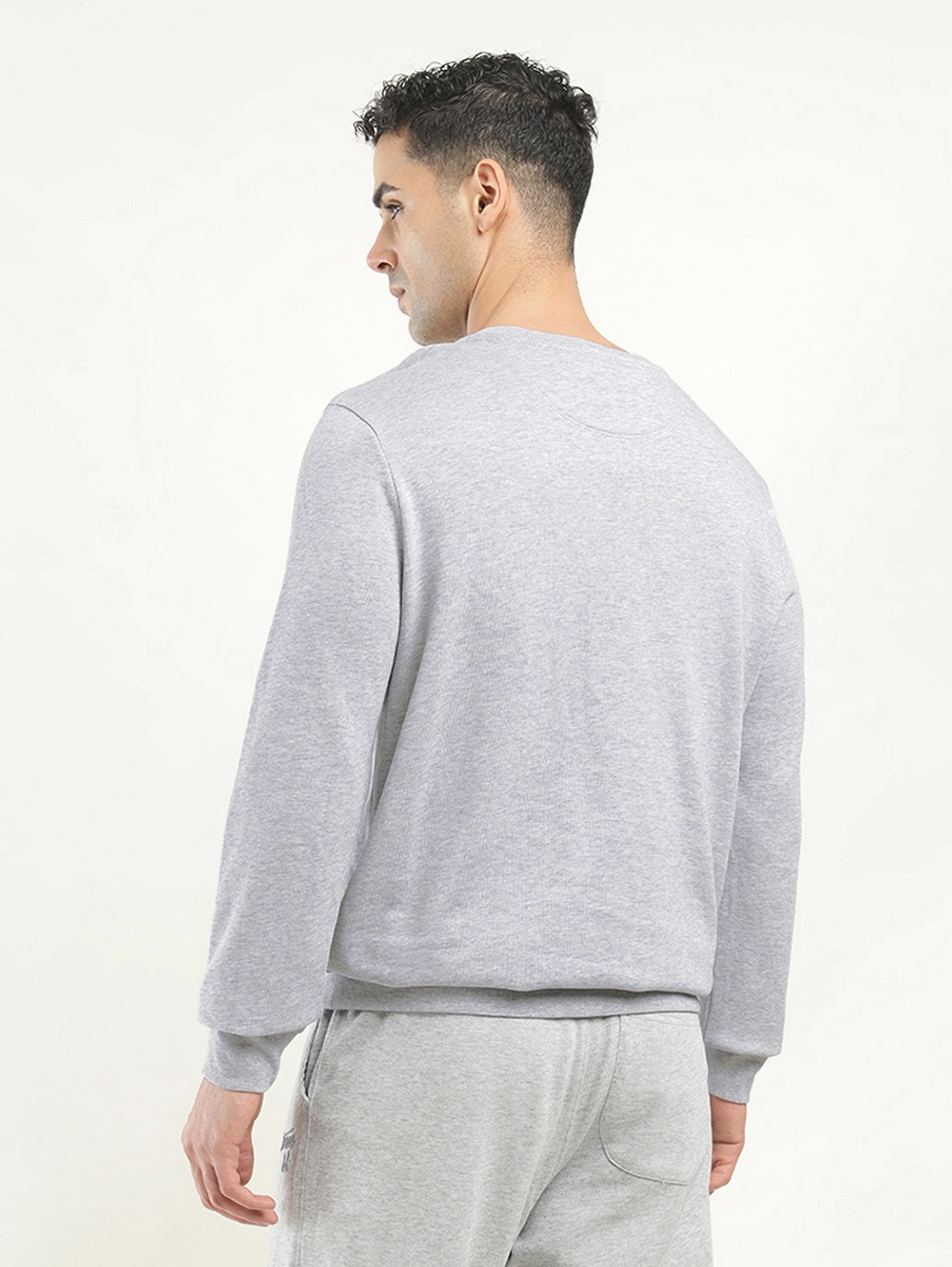 Men's Solid Grey Crew Neck Sweatshirt Custom Logo Athletic Sweatshirts