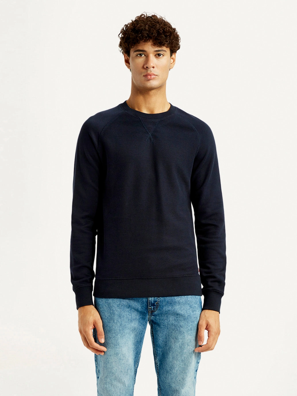 Best Stores For Sweatshirts Men's Solid Navy Blue Crew Neck Sweatshirt