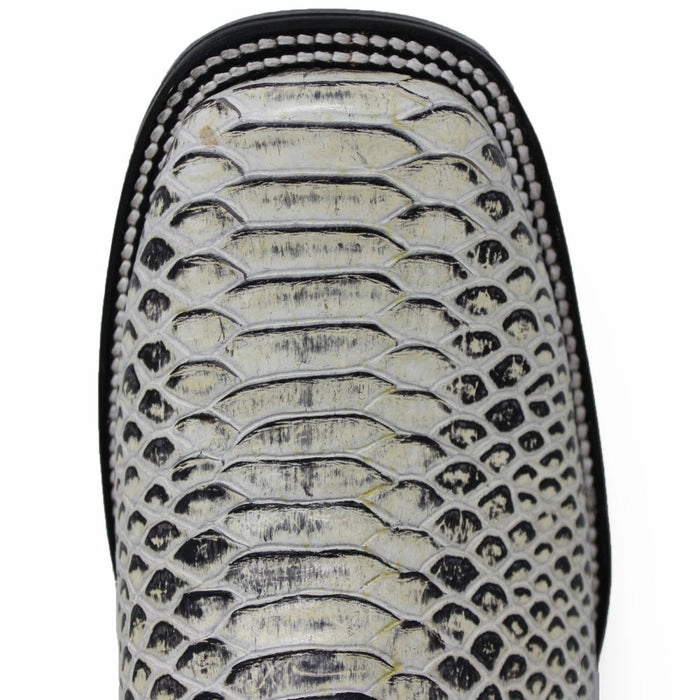 Slip On Dress Boots Men's Square Toe Ankle Boots Python Print Natural