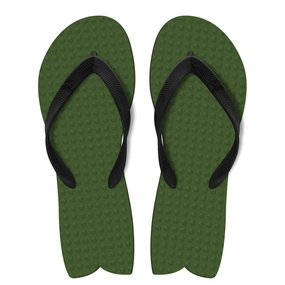Best Designer Flip Flops Men's Sustainable Flip Flops Fish Style Army Green with Black Straps