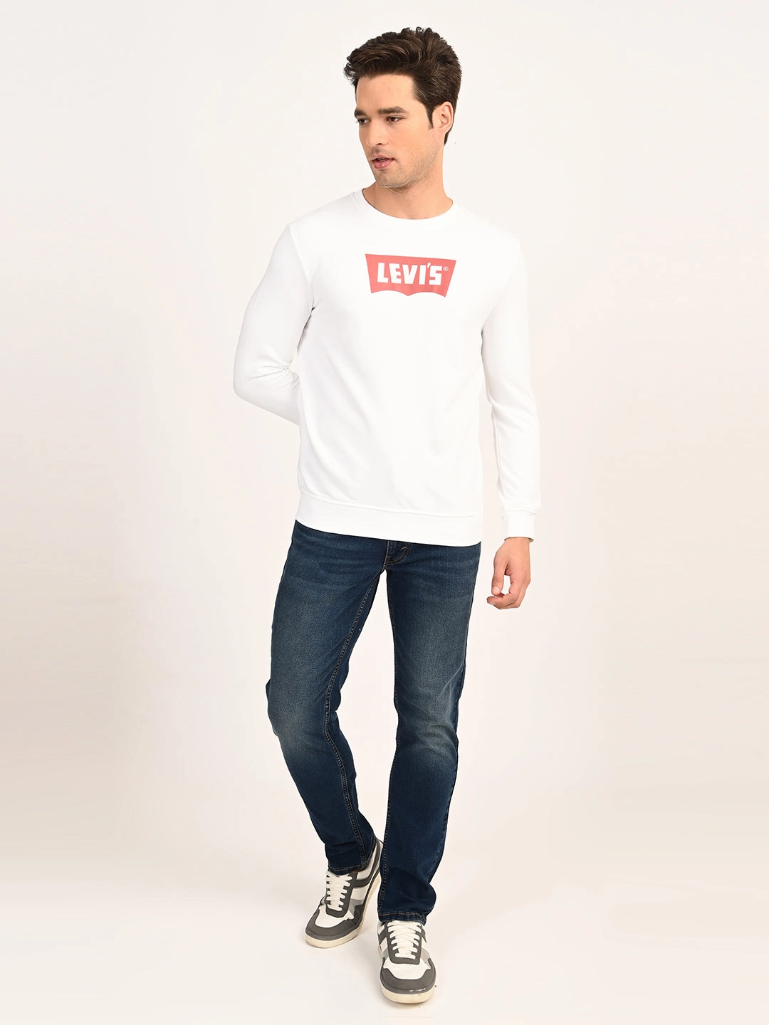 Men's Typographic Print White Slim Fit Sweatshirt Custom Sublimated Sweatshirts