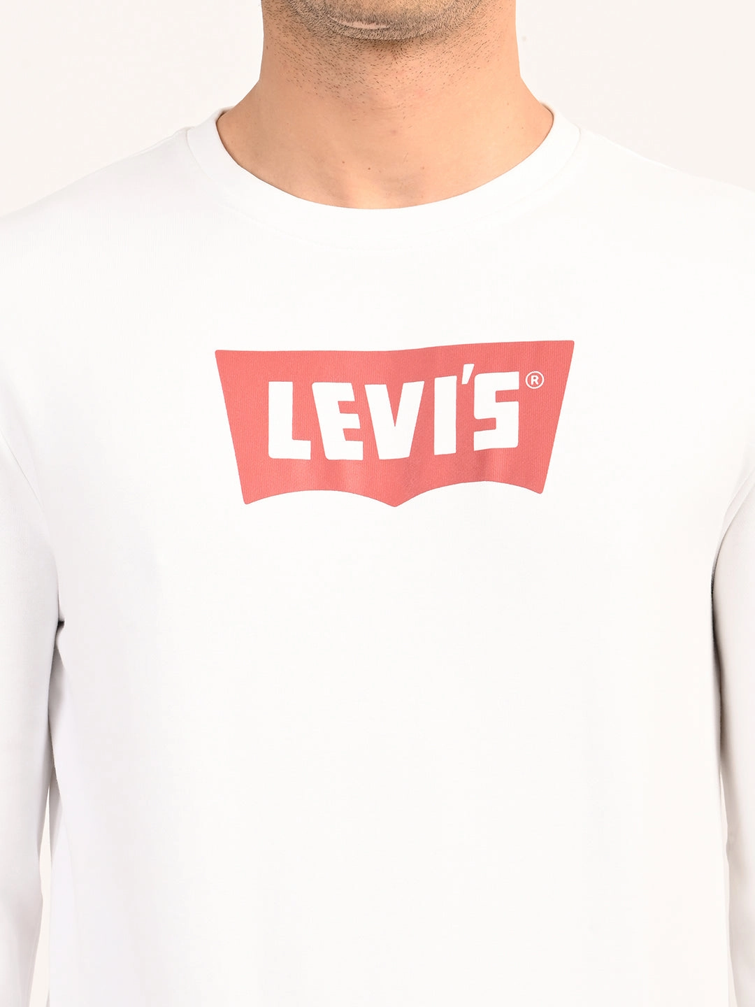 Men's Typographic Print White Slim Fit Sweatshirt Seger Sweatshirts