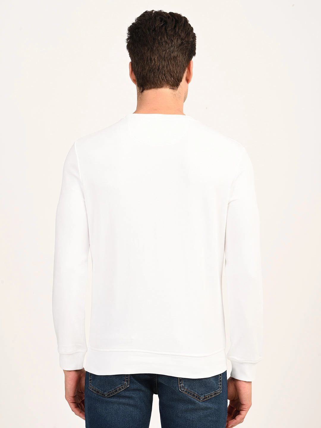 Childrens Sweatshirts Men's Typographic Print White Slim Fit Sweatshirt