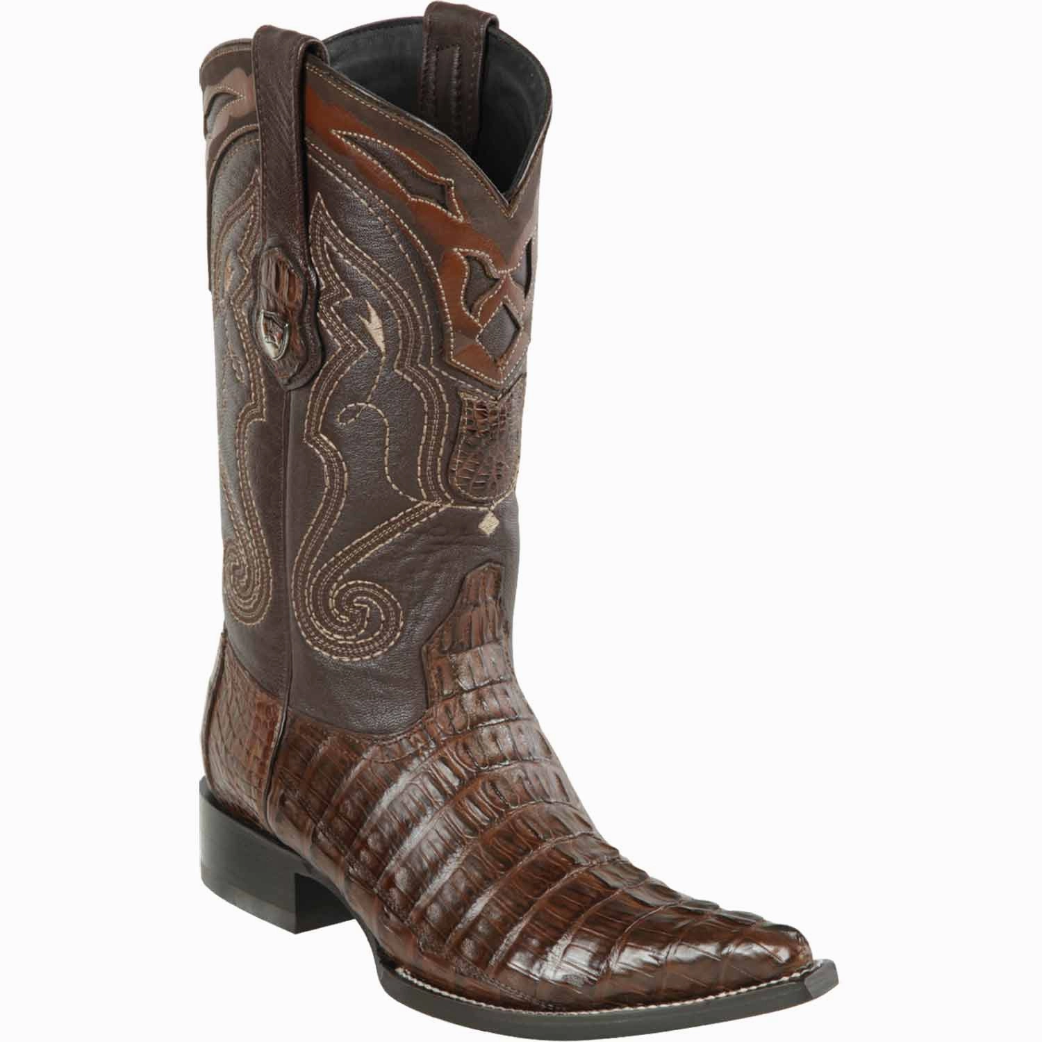 Men's Wild West Caiman Tail Skin 3X Toe Boots 29501-B Warm Boots For Winter
