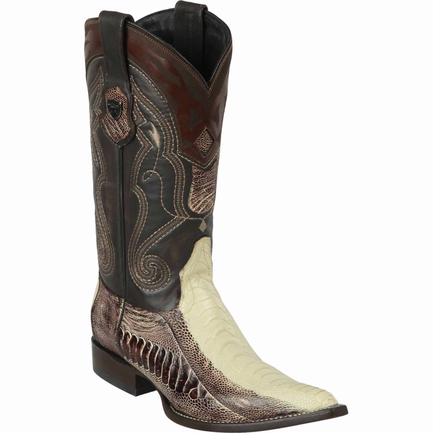 Men's Wild West Ostrich Leg Skin 3X Toe Boots 29505-B