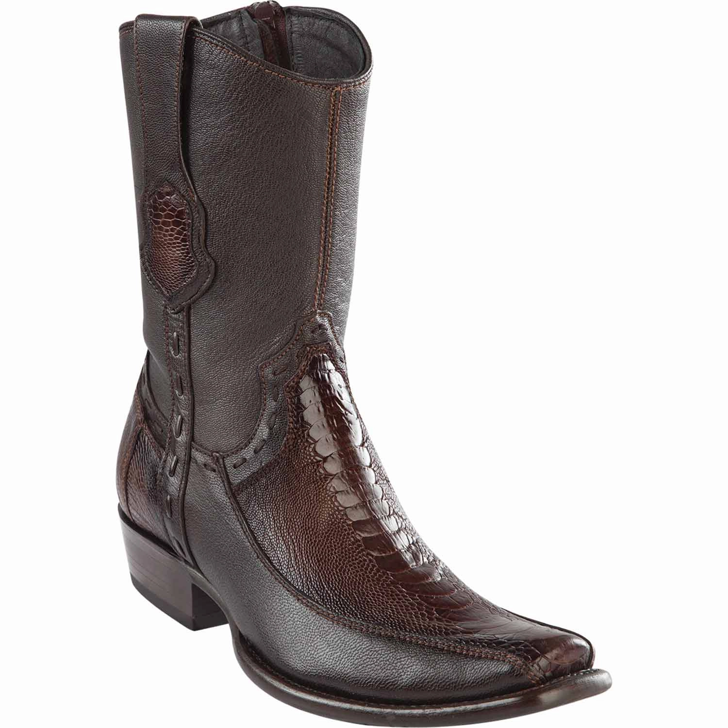 Men's Wild West Ostrich Leg with Deer Dubai Toe Short Boots 279BF05