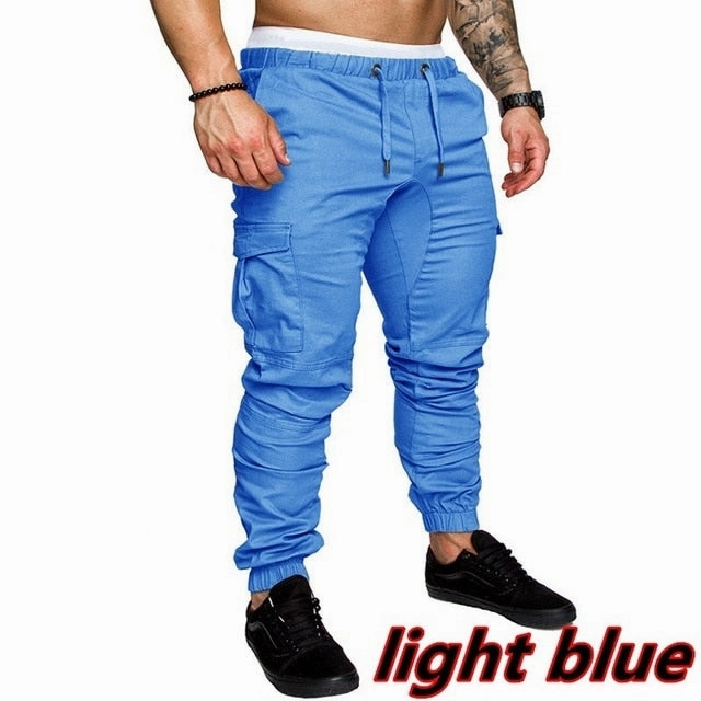 Men safari cargo pants  Joggers Sweatpants Casual Male Sportswear Solid Multi-pocket Cargo Trousers Hip Hop Harem Pants Slim Fit