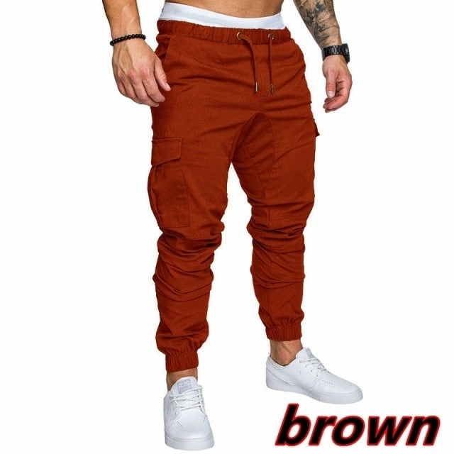 Men safari cargo pants  Joggers Sweatpants Casual Male Sportswear Solid Multi-pocket Cargo Trousers Hip Hop Harem Pants Slim Fit