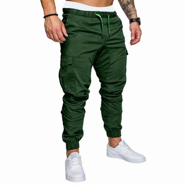 Men safari cargo pants  Joggers Sweatpants Casual Male Sportswear Solid Multi-pocket Cargo Trousers Hip Hop Harem Pants Slim Fit