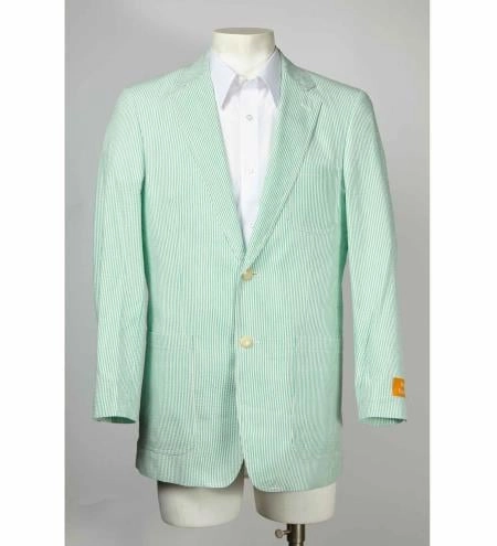 Customized Chef Coats Mens Green Blazer Seersucker Sear sucker suit 2 Button Notch