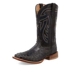 Cheros Boots Mens Twisted X Ostrich Boots- Black