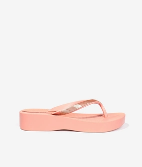 Promotional Flip Flops Mesh wedge tex flip flops in blush