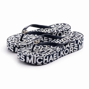 Michael Kors Bedford Wedge Flip Flop Women - BLKWHT Wedge Heel Thong Sandals