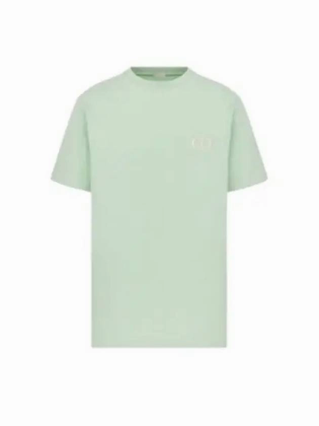 Lgbt Pride T Shirts CD Icon Embroidered Cotton Jersey Short Sleeve T-Shirt Light Green Dior