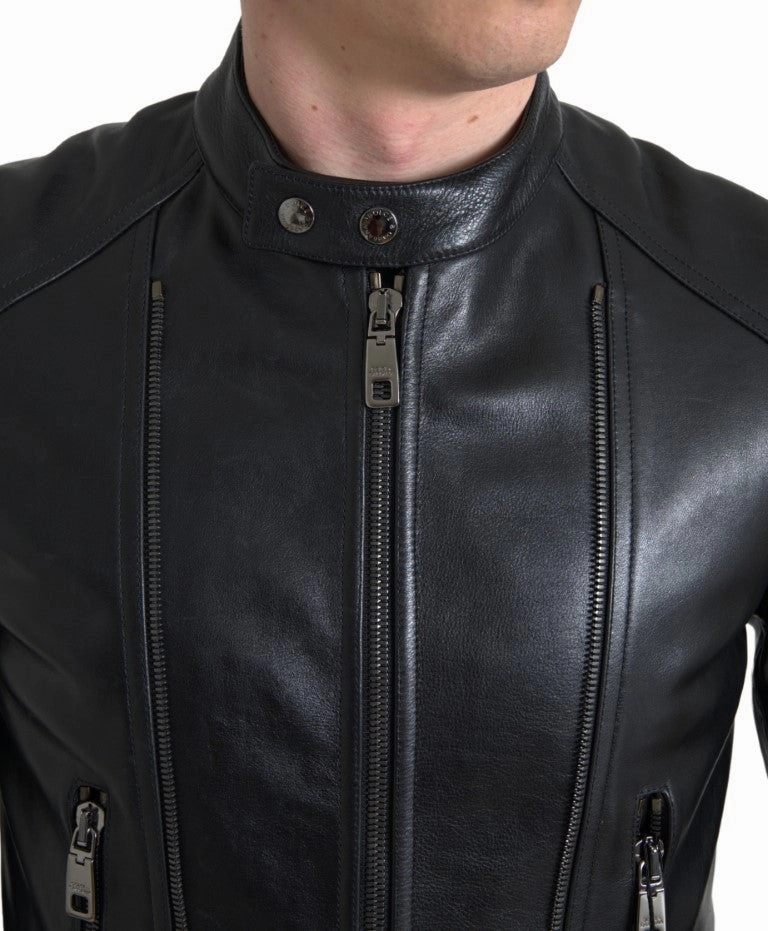 Cowboys Winter Jackets Black Leather Zipper Coat Men Jacket