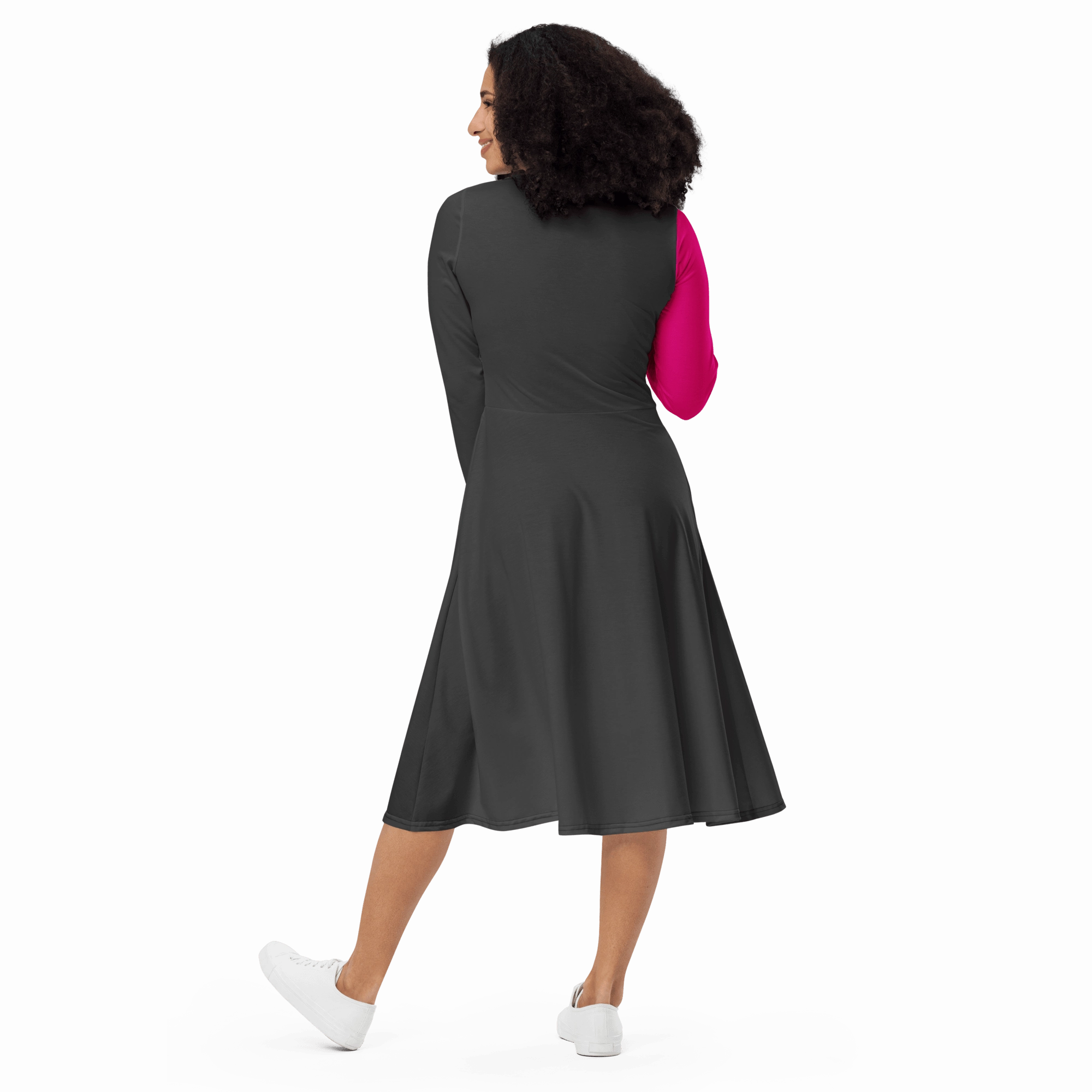 Corset Printed Column Midi Dress 'Polychromatic' Long Sleeve Midi Dress