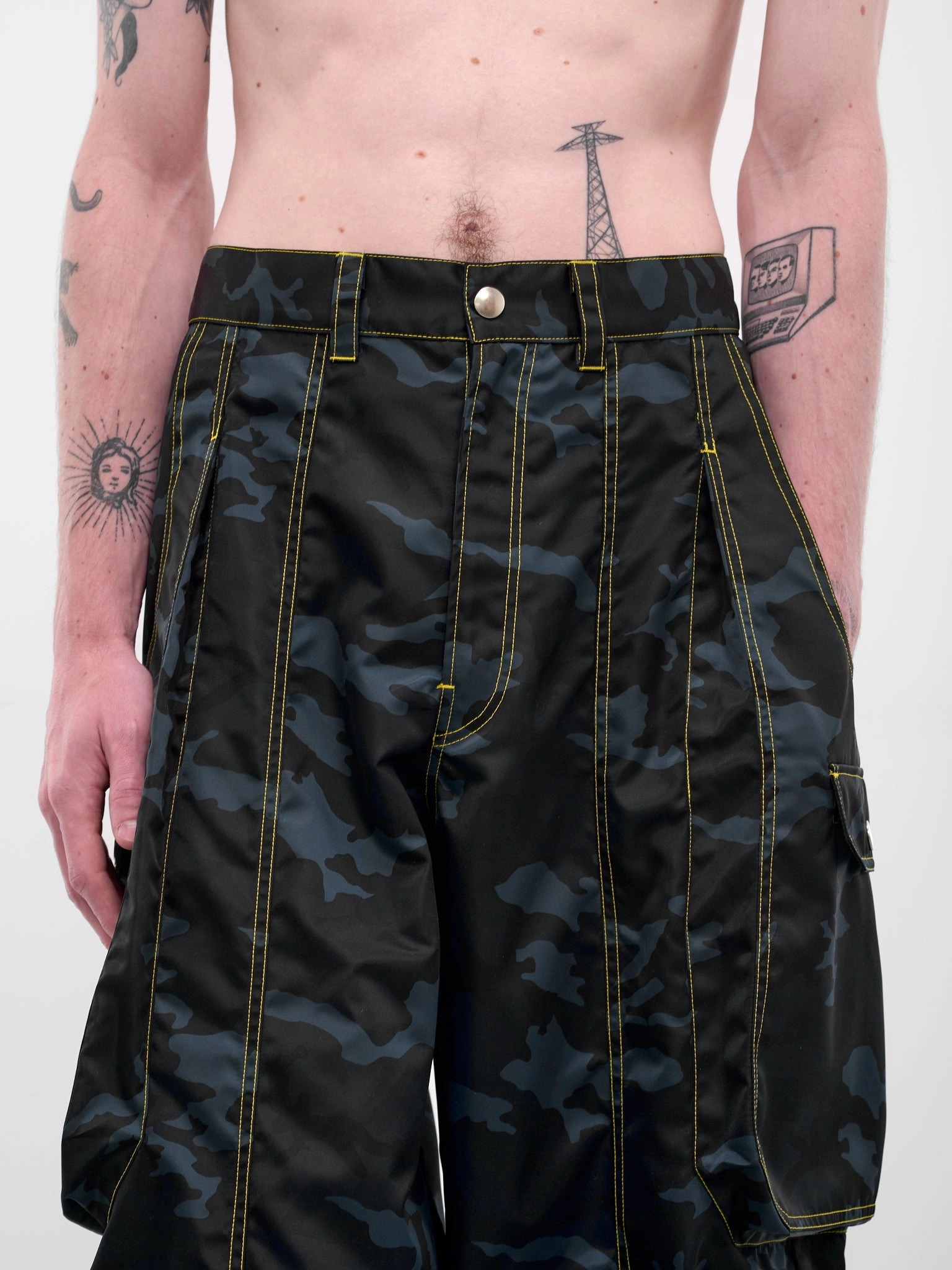 Navy Camouflage Nylon Cargo Pants (KL984-NAVY-CAMOUFLAGE) Form Fitting Cargo Pants