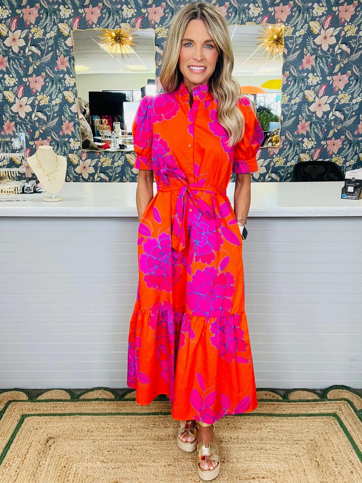 Anderson Sheer Ruffle Midi Dress Nalani Floral Giles Button Up Midi Dress